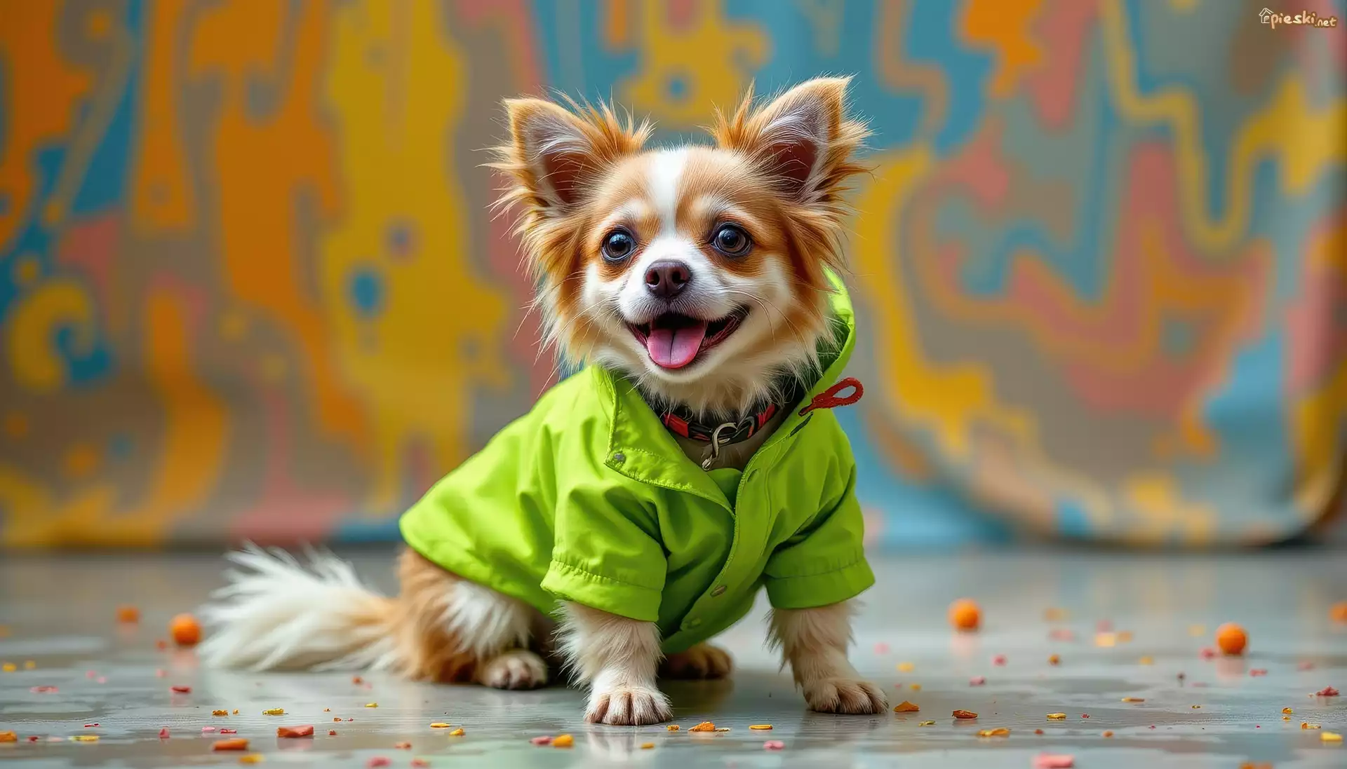 Chihuahua, Pies, Język, Kurtka, Grafika