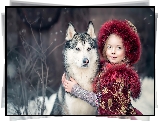 Dziewczynka, Pies, Siberian husky
