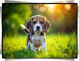 Beagle, Pies, Szczeniak, Słoneczne, Światło, Grafika