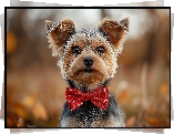 Yorkshire terrier, Pies, Czerwona, Muszka