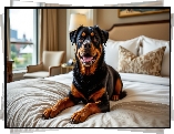 Pies, Szczeniak, Rottweiler, Łóżko