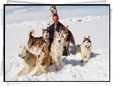 Zima, Mężczyzna, Siberian Husky